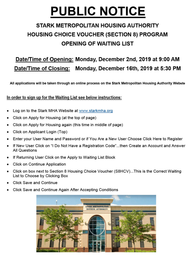Public Notice Housing Choice Voucher (Section 8) Waiting List Opening