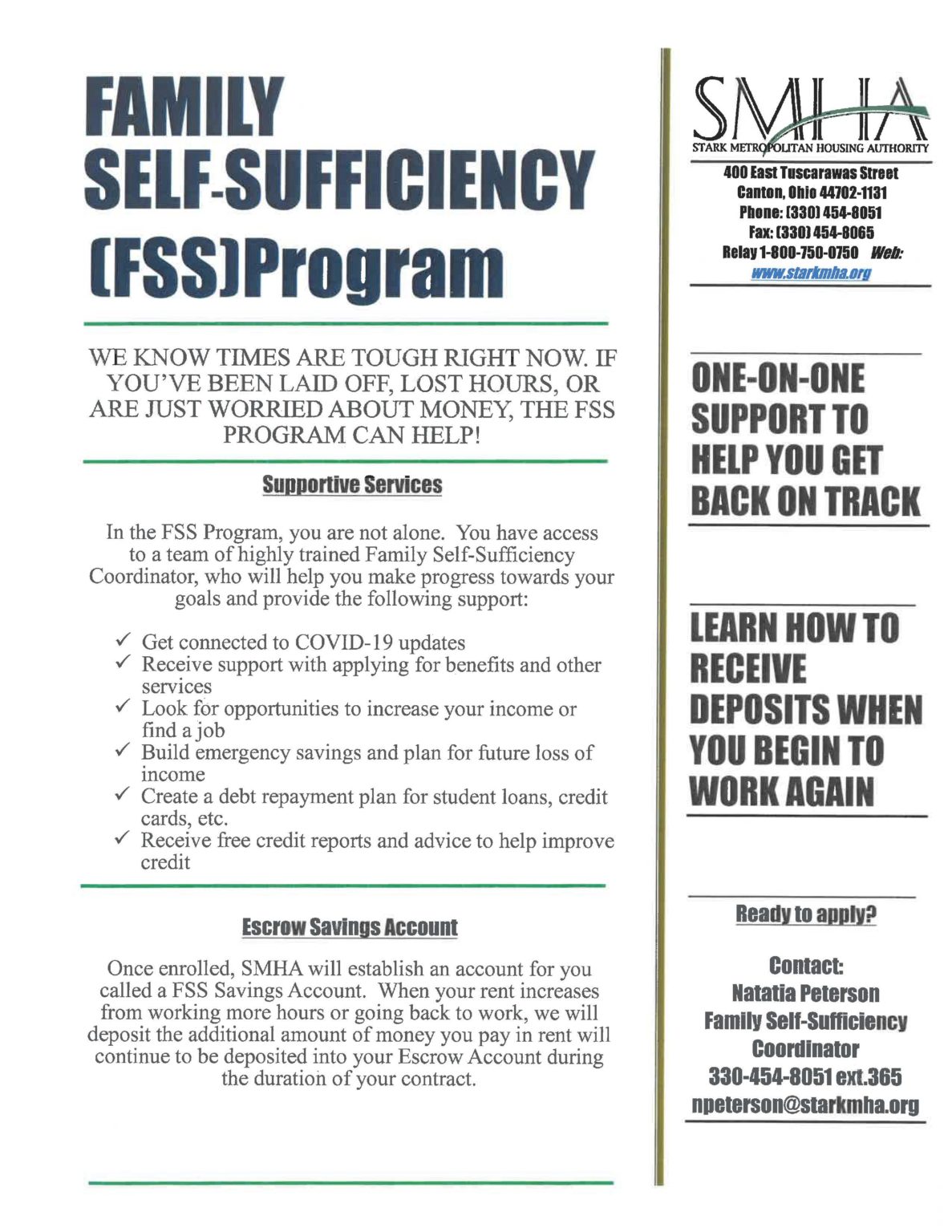 Family SelfSufficiency (FSS) Program Information Stark Metropolitan